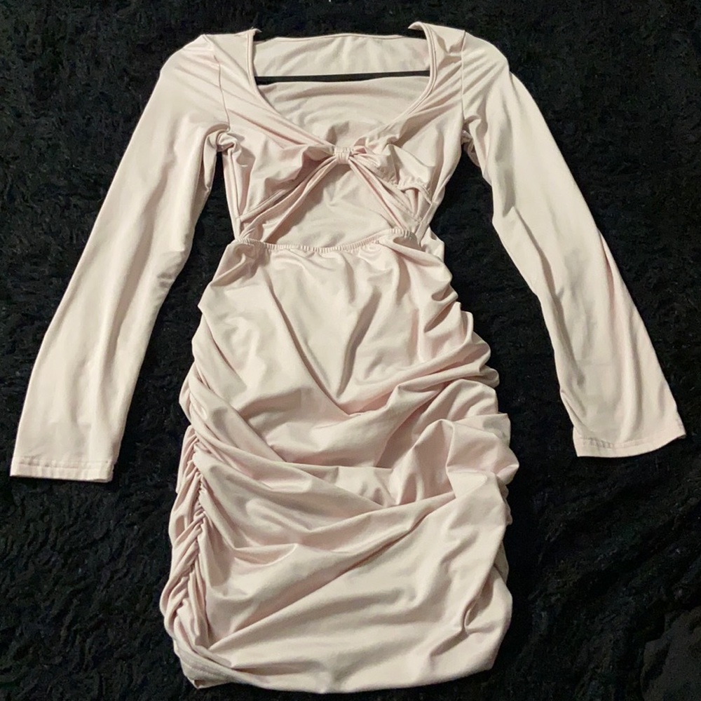 Baby pink cutout dress